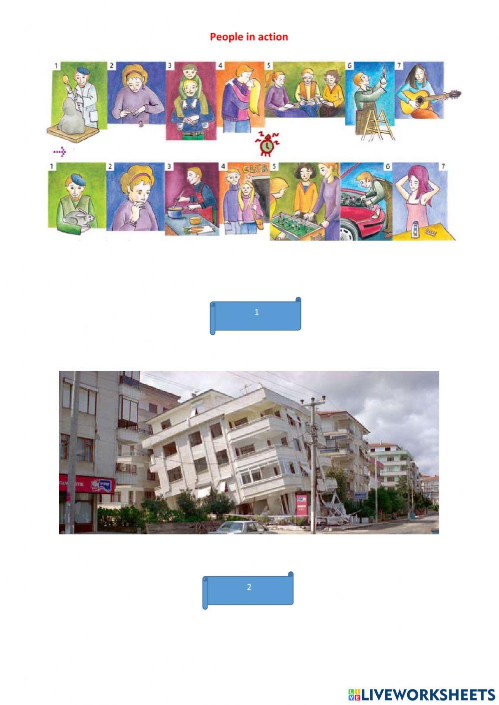 People in action and earthquakes