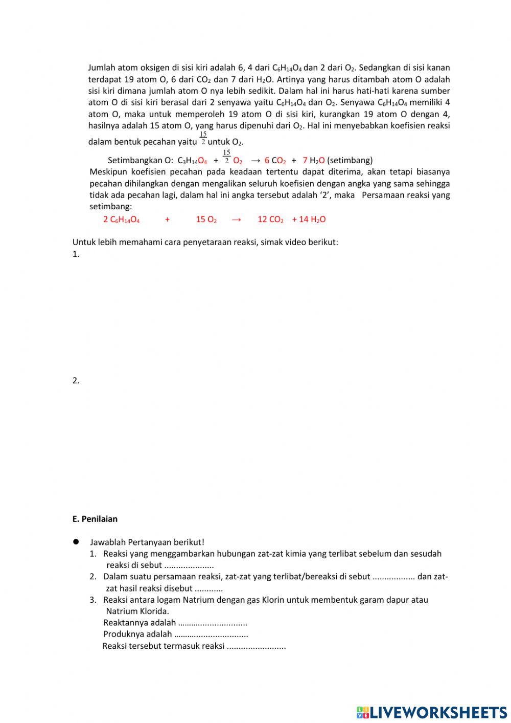 LKPD Penyetaraan Persamaan reaksi