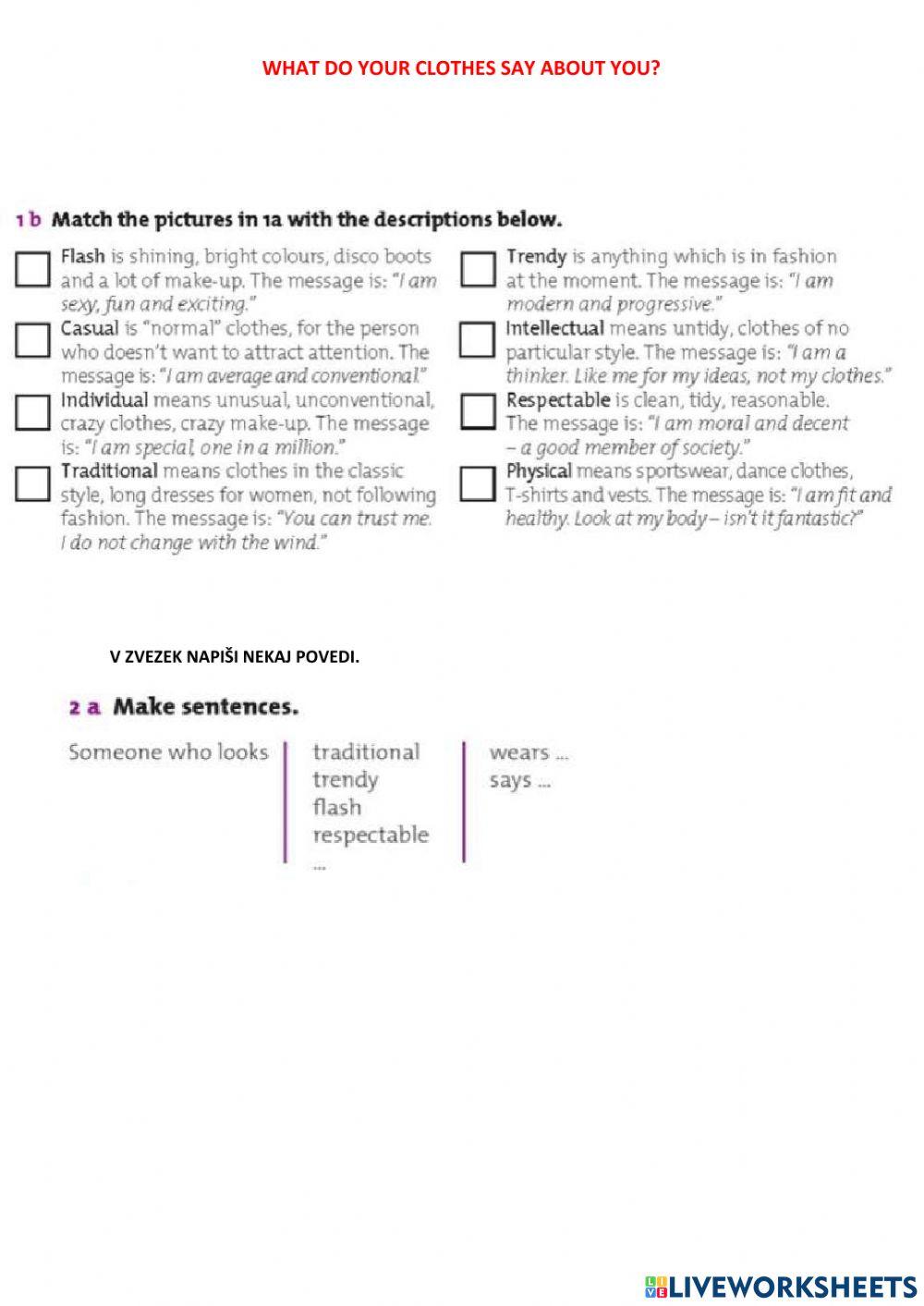 What do your clothes say about you? interactive worksheet Live Worksheets