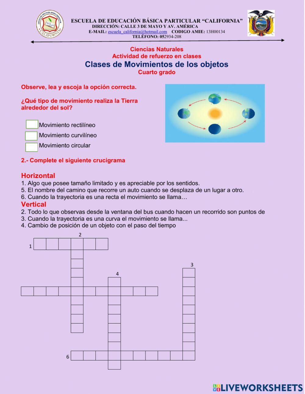 Clases de movimientoss de los objeto