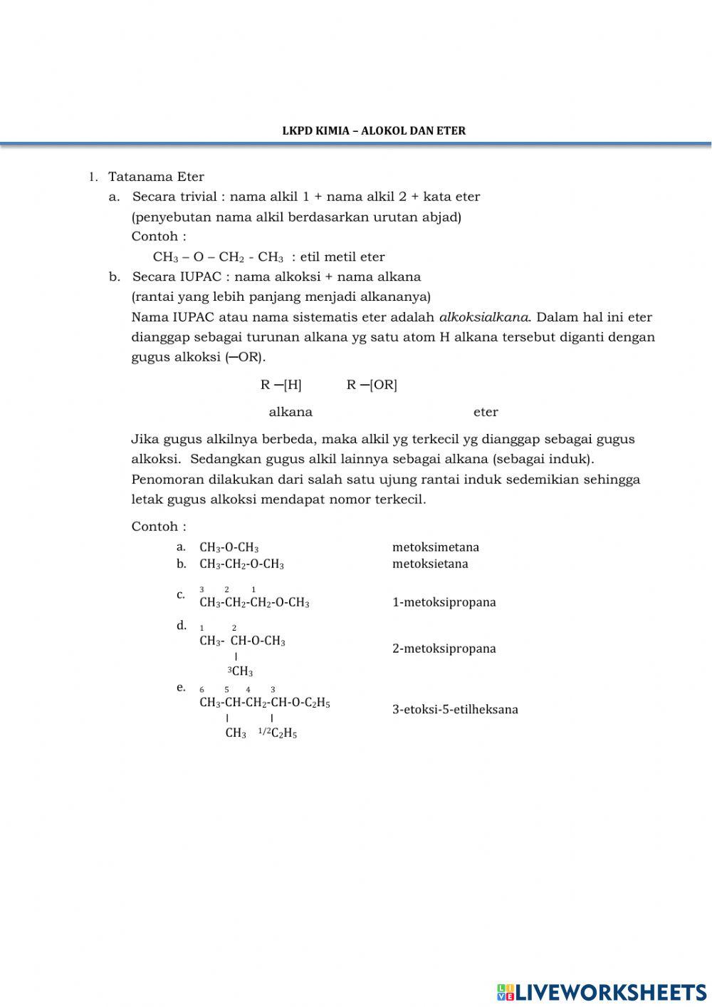 LKPD 2 Lanjutan Senyawa Turunan Alkana Part 2 Alkohol dan Eter