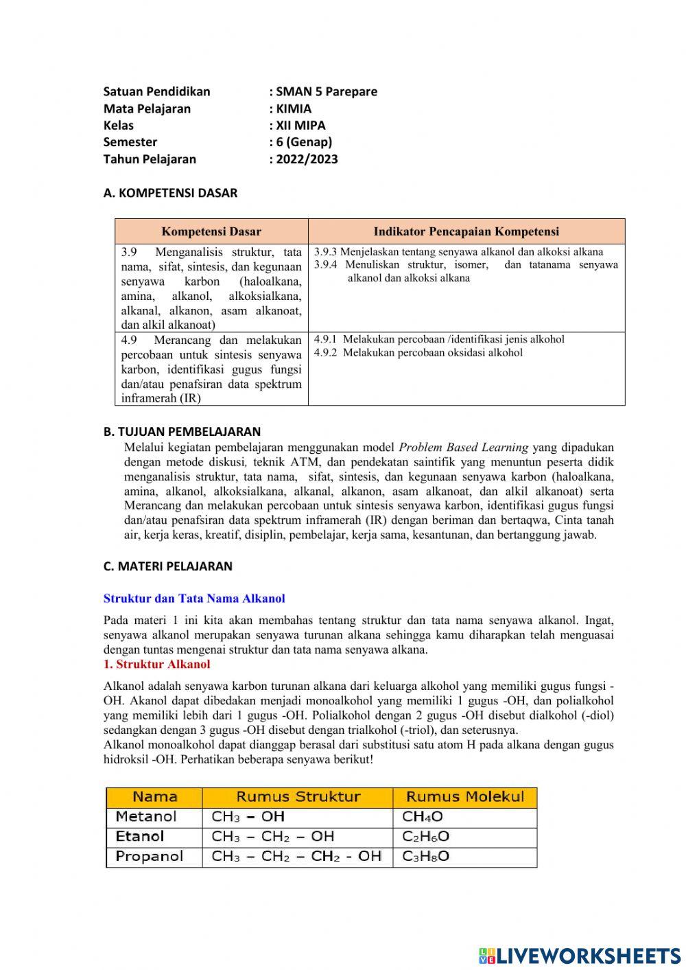 LKPD Penamaan Alkoholdan eter