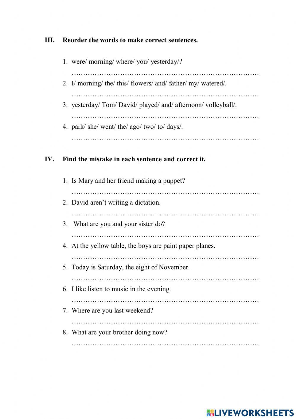 E4.L28.U10.Where were you yesterday.HW