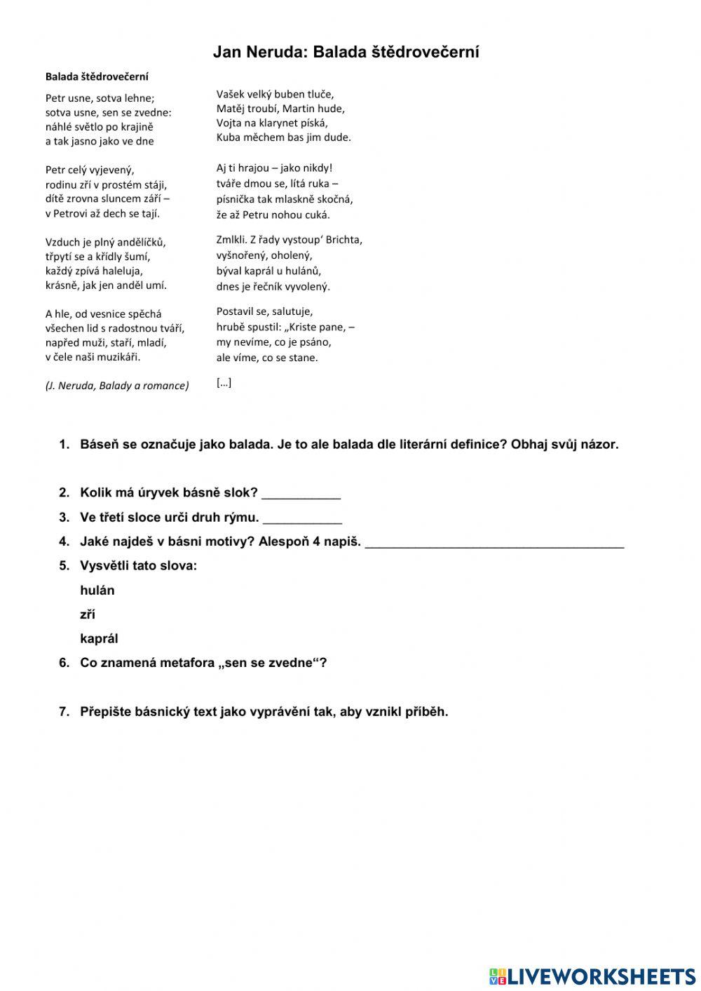 Jan Neruda - Balada štědrovečerní