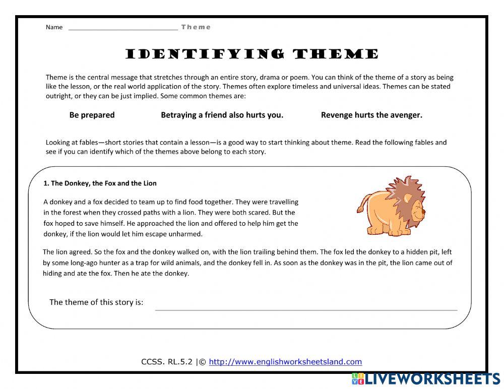 Identifying Theme 0650 Santangelob Live Worksheets identifying-theme-0650-santangelob-live-worksheets