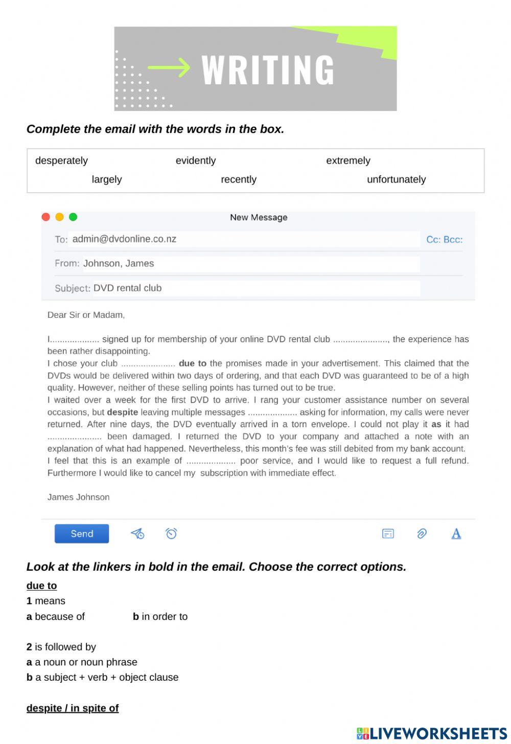 Outcomes Adv Writing