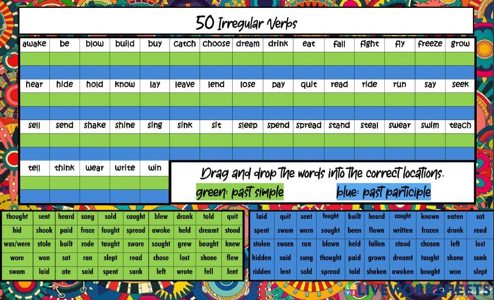 50 most common irregular verbs