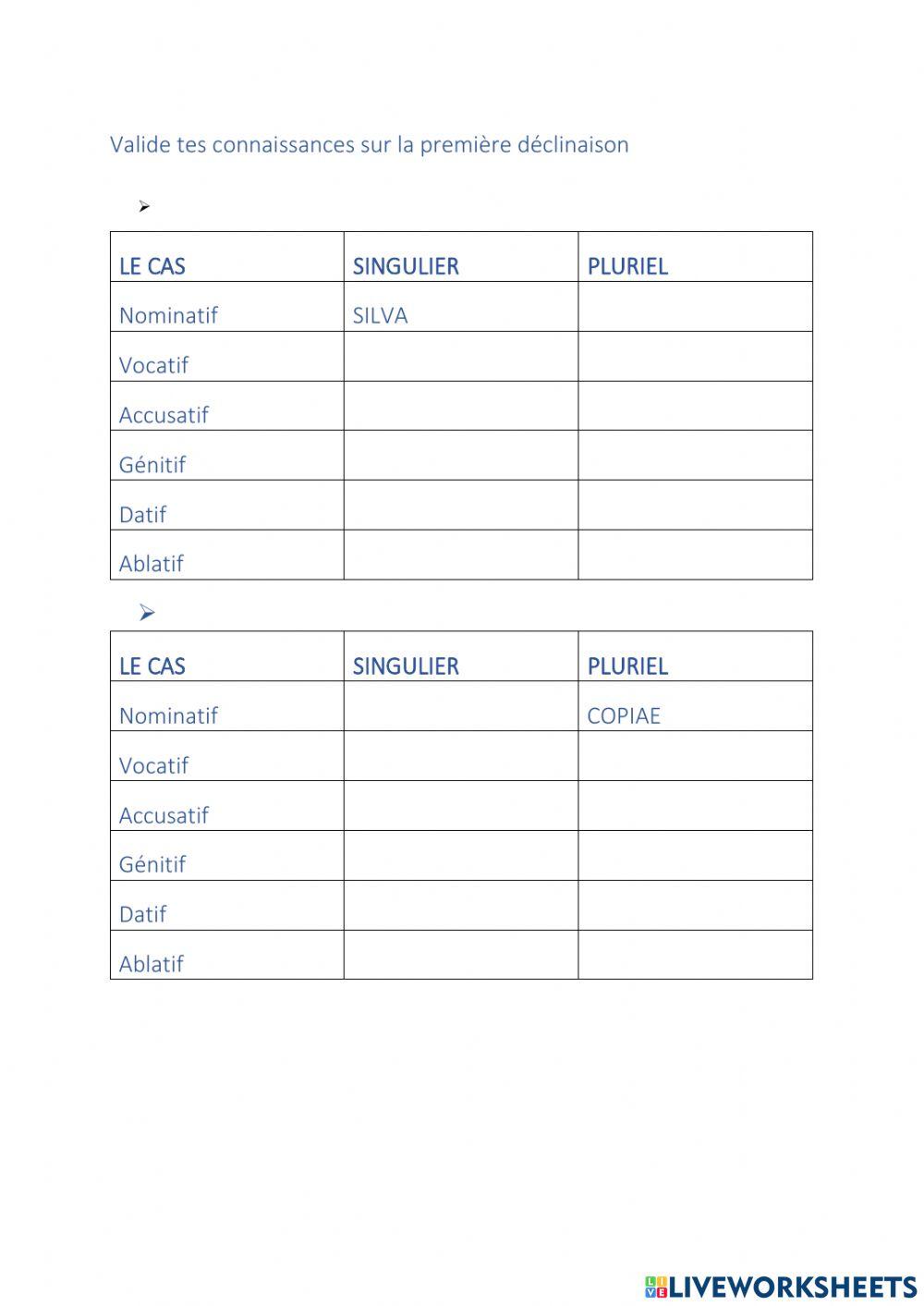 Latin - les cas de la première déclinaison