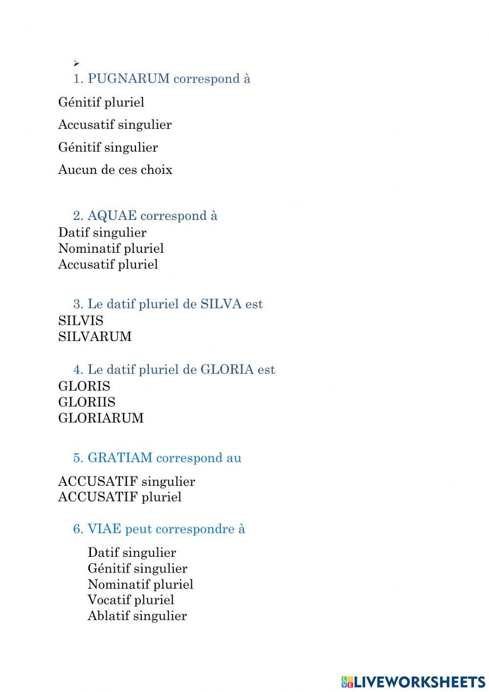 Latin - les cas de la première déclinaison