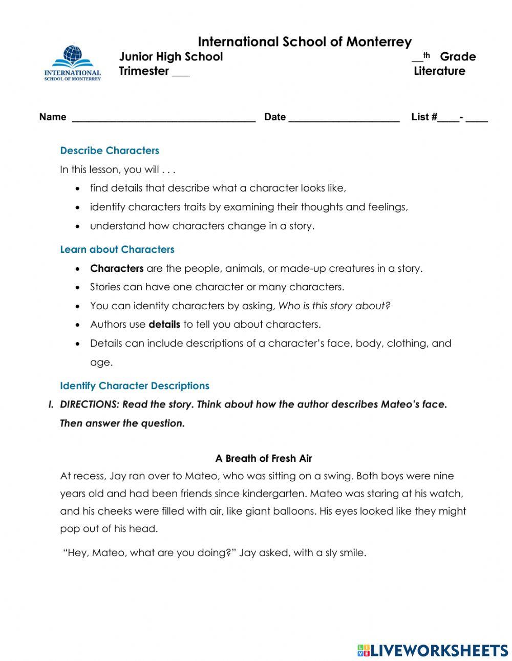 W Describe Characters