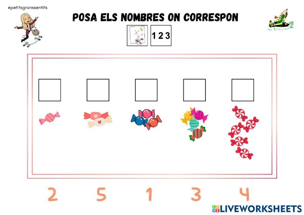 Posa els nombres on correspon