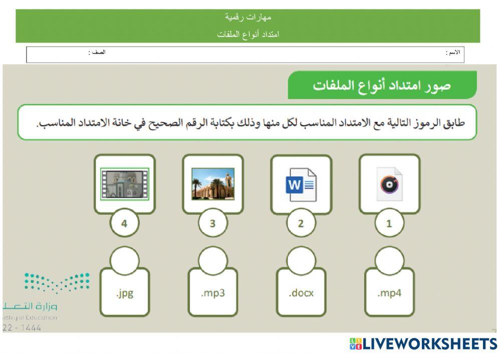 امتداد أنواع الملفات