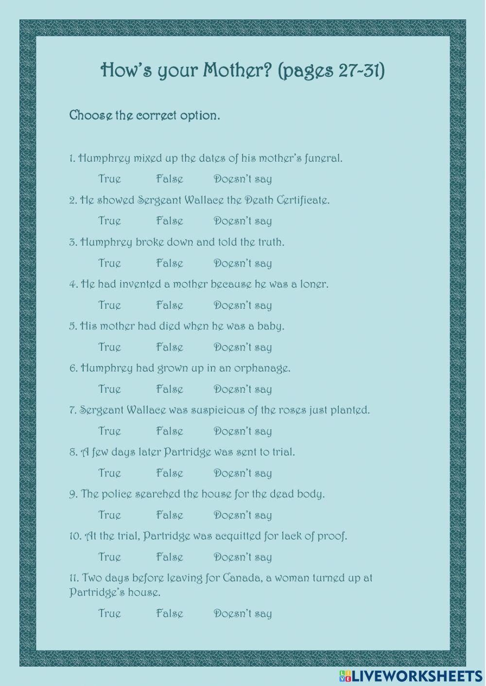 How's your Mother? (pages 27-31)