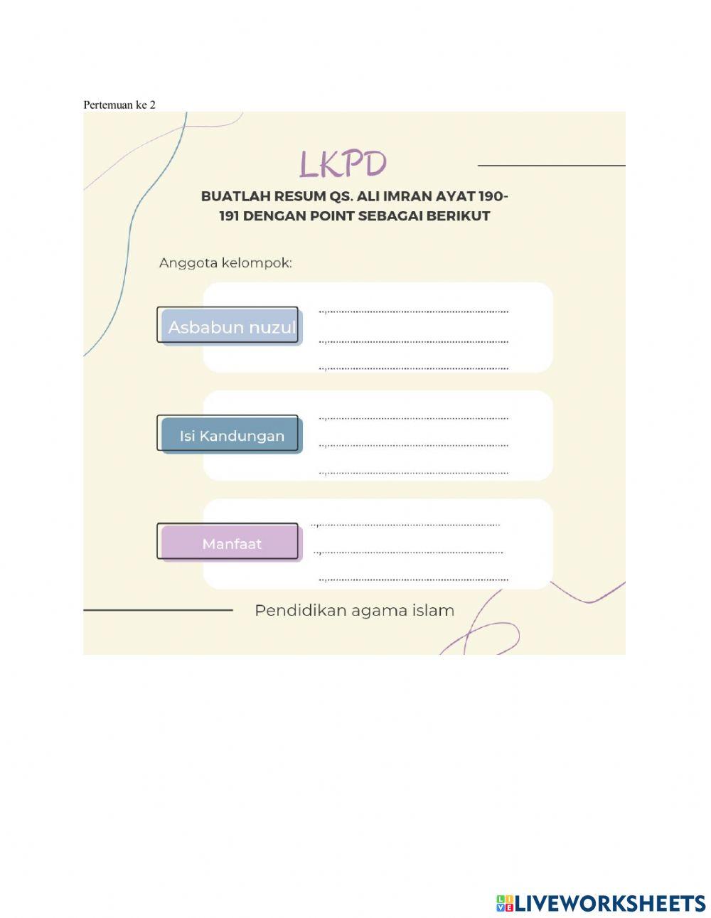 LKPD PAI Qs Ali imran 190-191-159