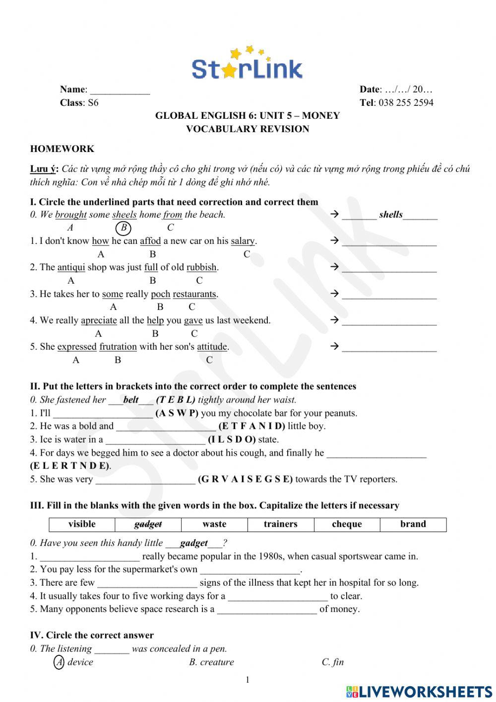 Foreign Teacher-S6-WEEK 21-U5-VOCAB REVISION