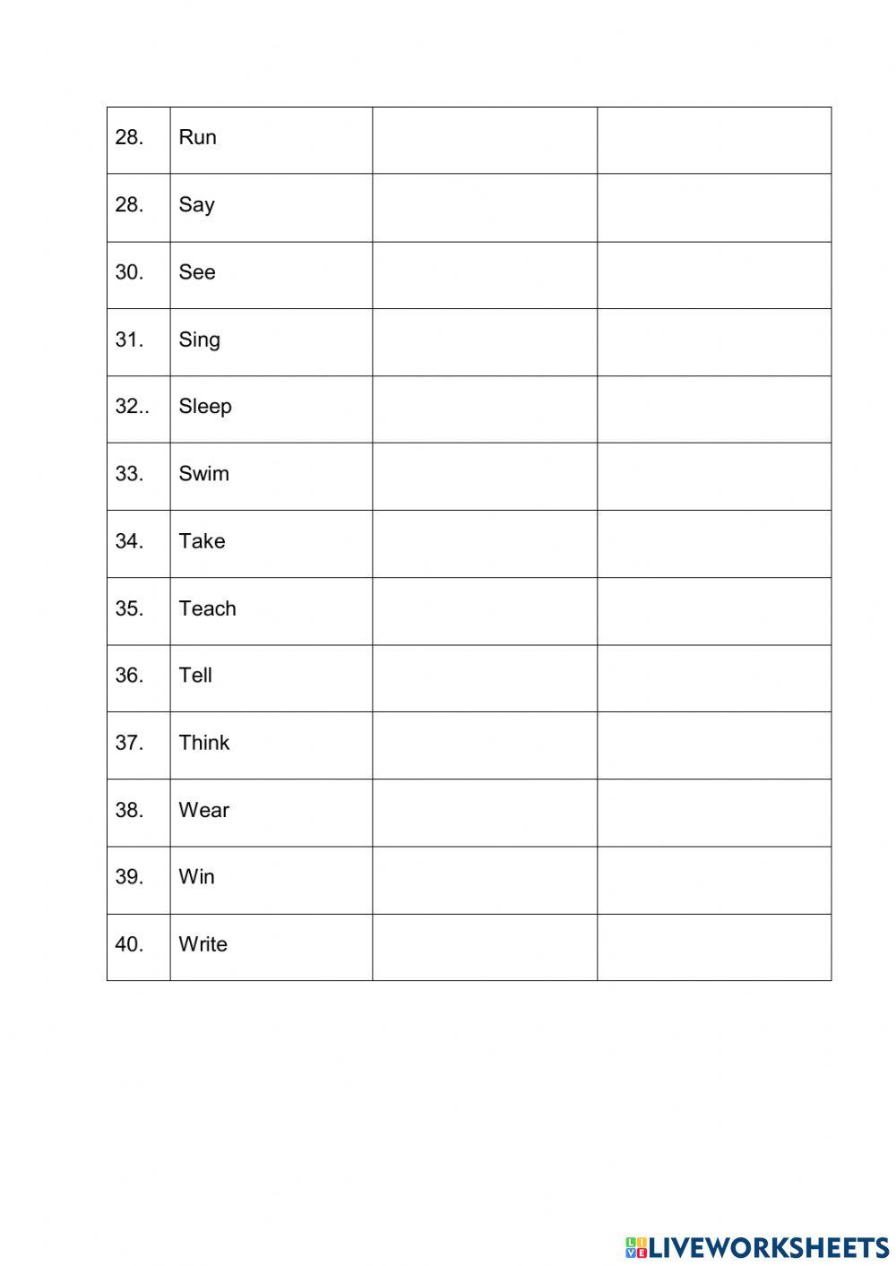 irregular verbs