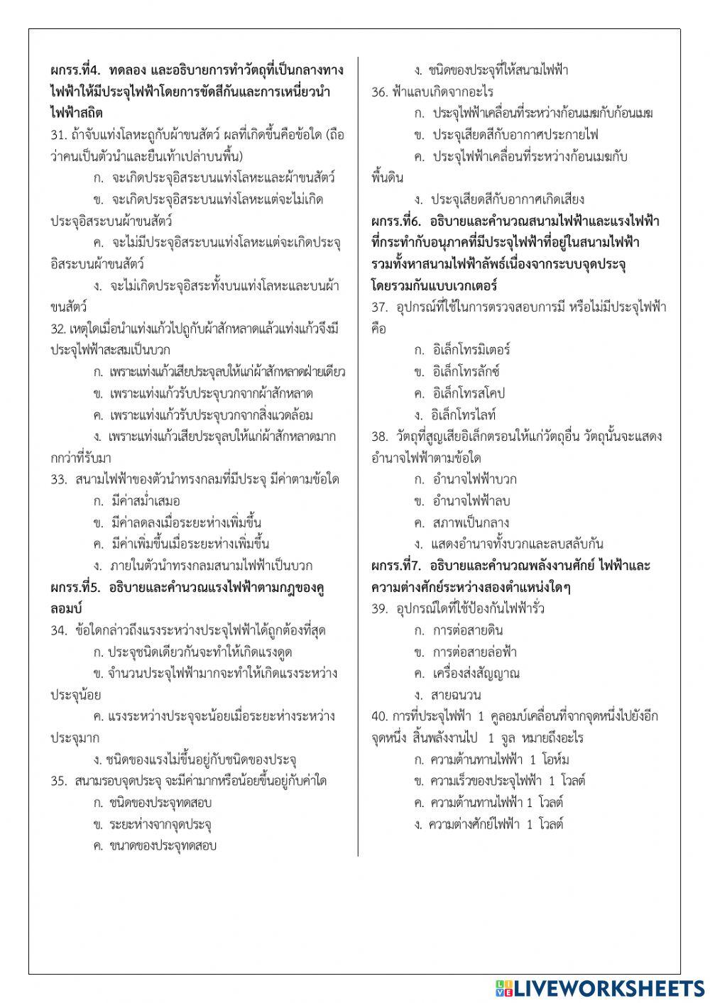 รายวิชาฟิสิกส์เพิ่มเติม ม.5