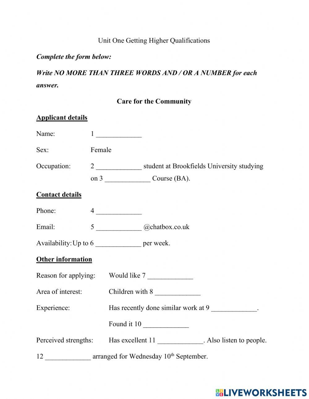 Listening Unit One WB