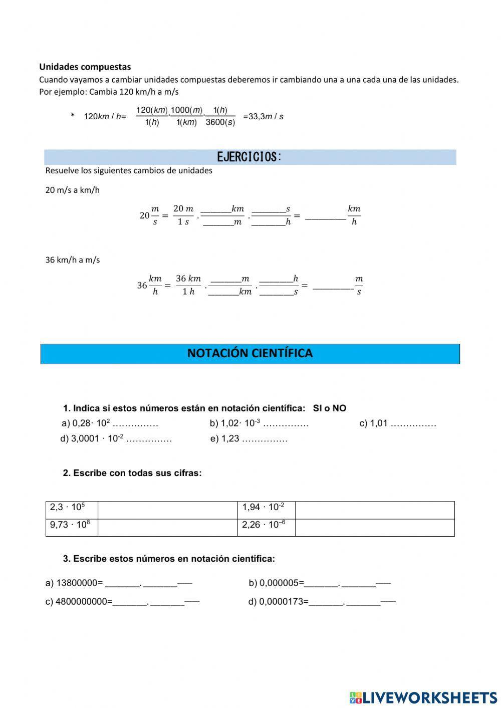 Factor de conversión y Notación Científica