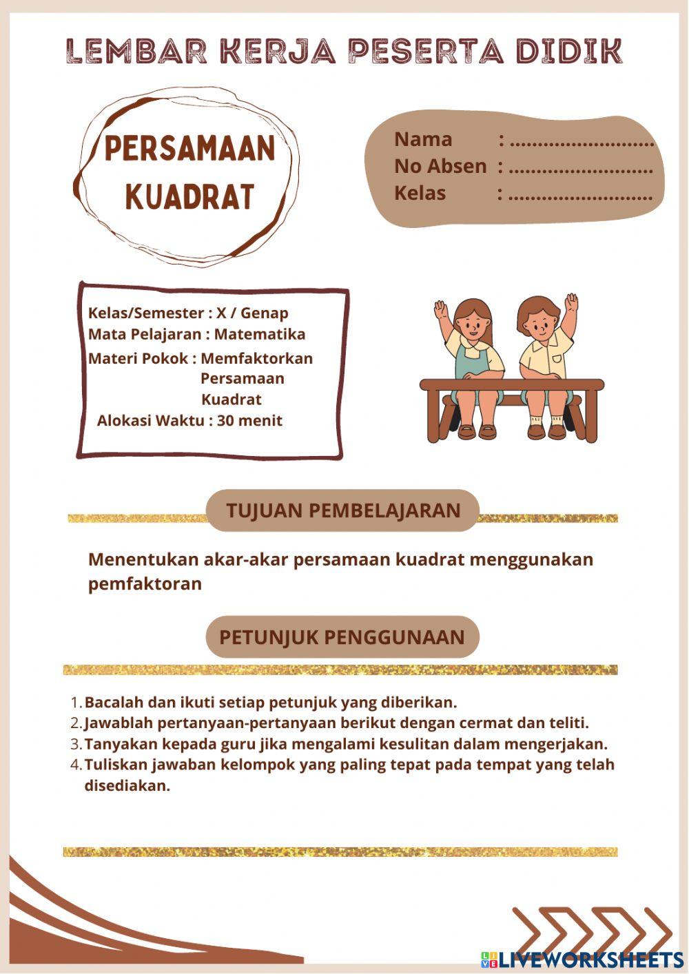 LKPD Persamaan Kuadrat