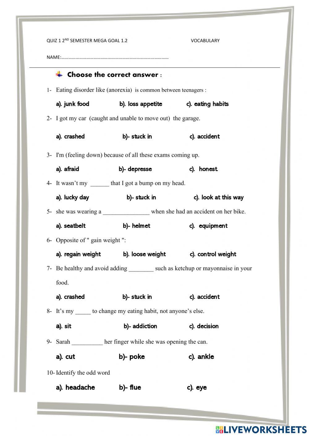 Vocab mega goal1.2 Vocab mega goal1.2