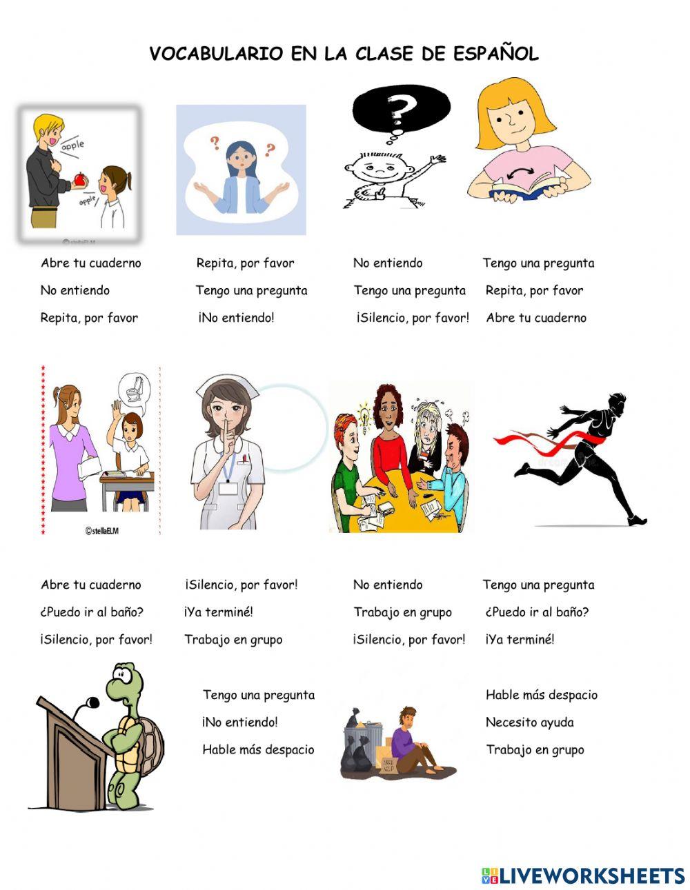 Vocabulario clase de español