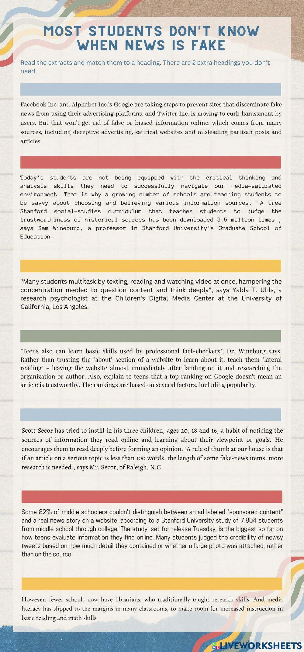 Most Students Don't Know When News Is Fake