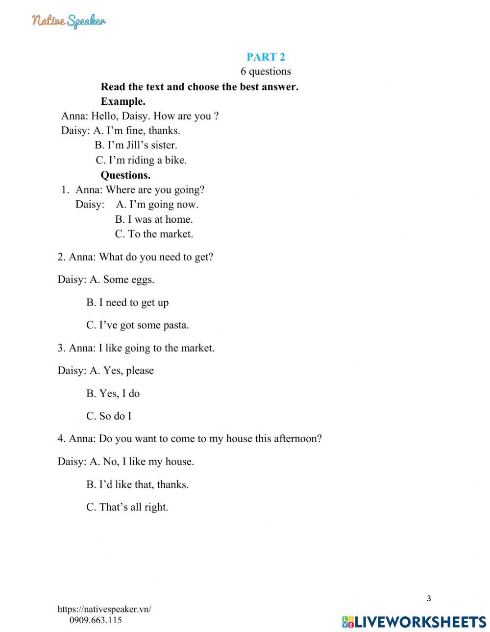 Practice movers- reading and writing 4