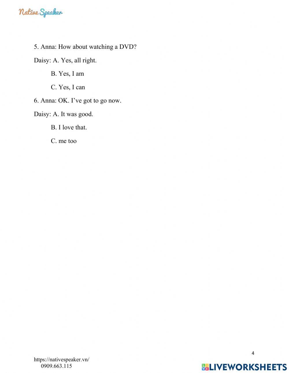 Practice movers- reading and writing 4