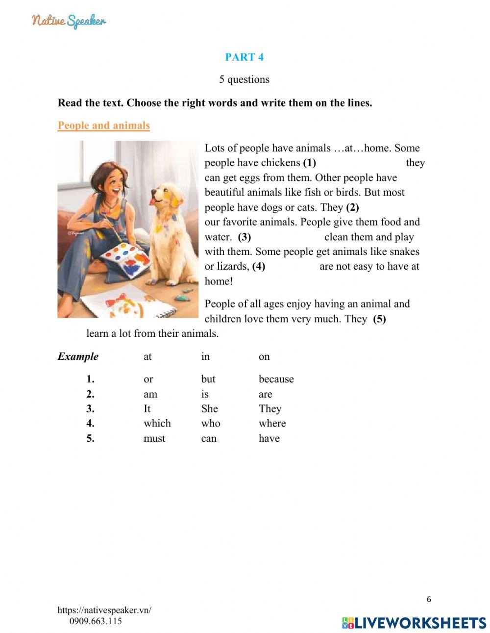 Practice movers- reading and writing 4