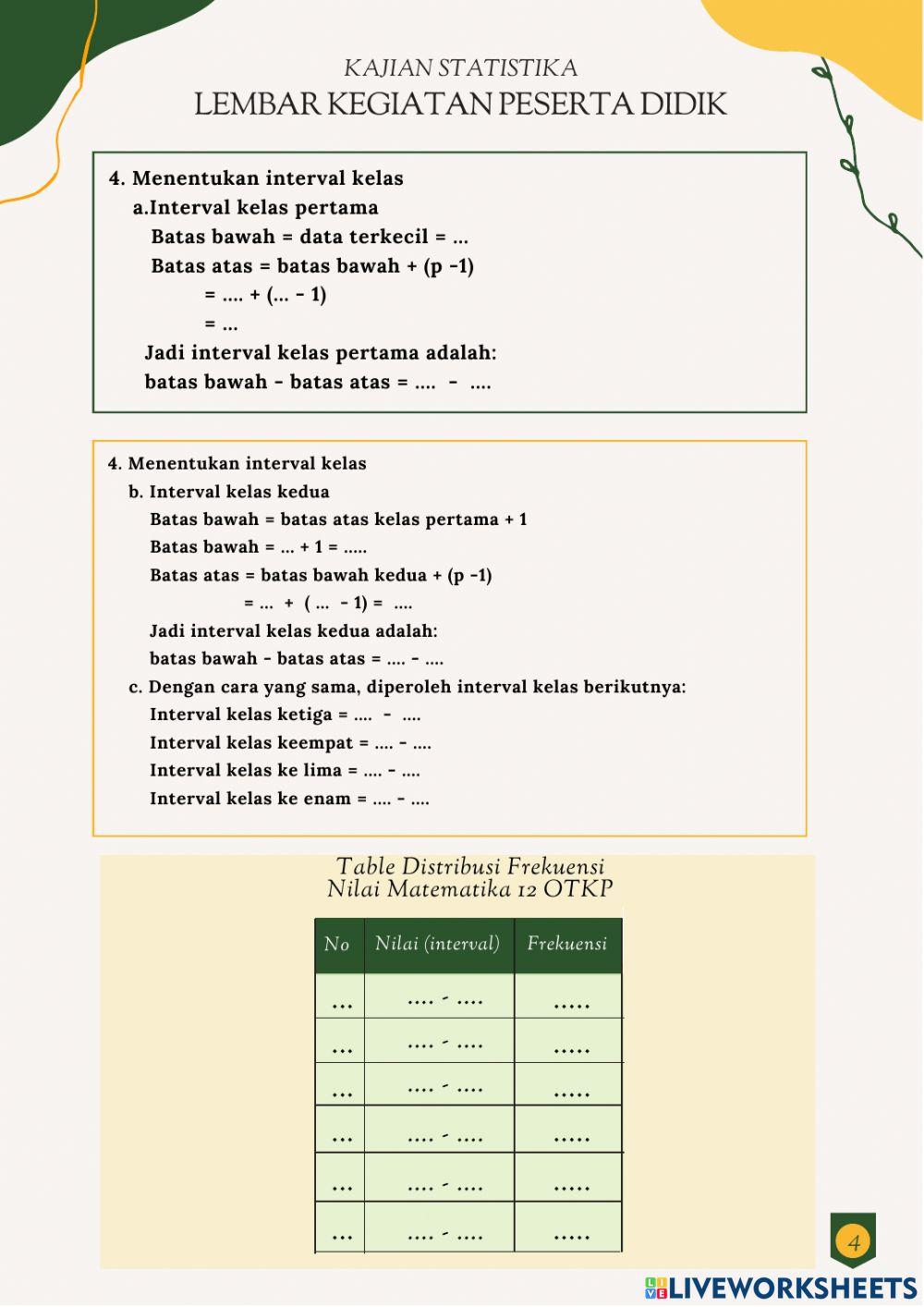 LKPD Tabel distribusi frekuensi