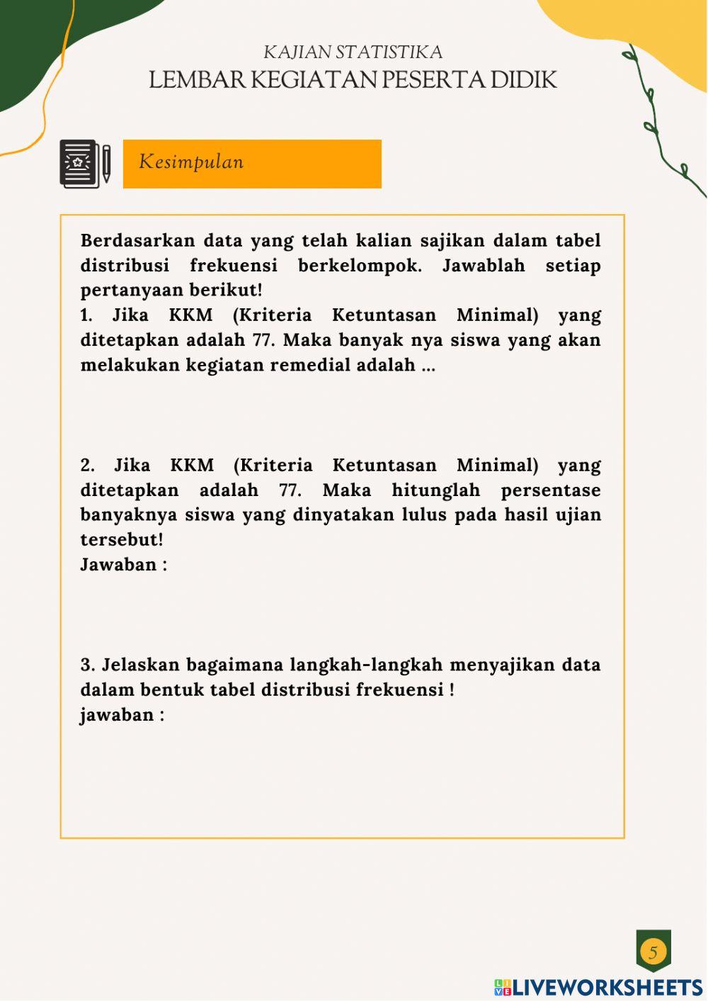 LKPD Tabel distribusi frekuensi