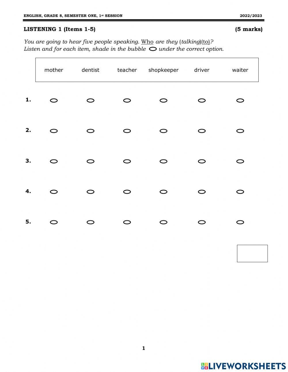 Muscat Grade 8 Exam today
