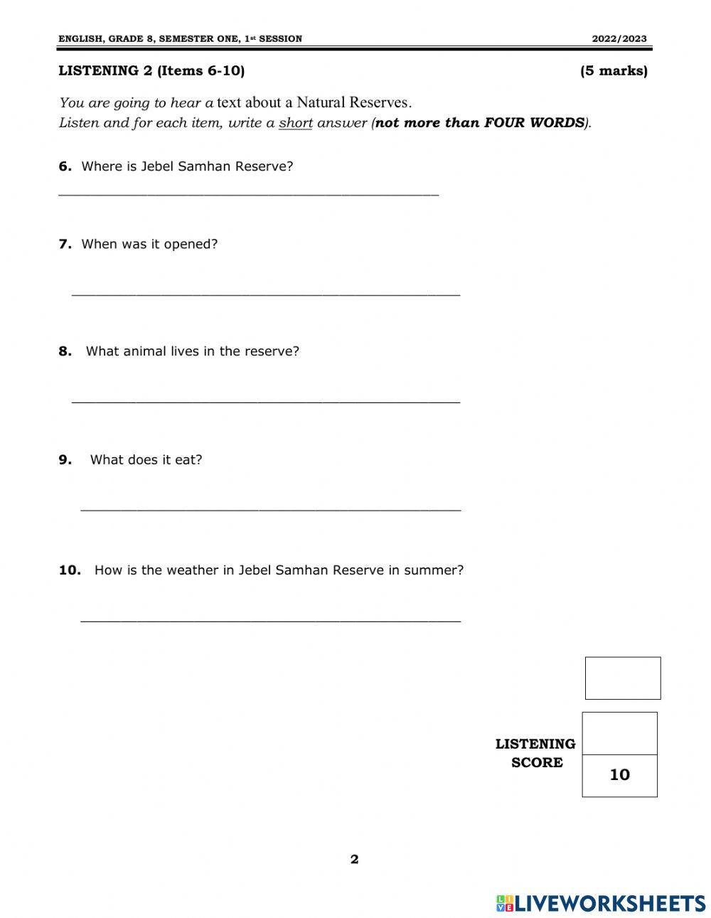 Muscat Grade 8 Exam today