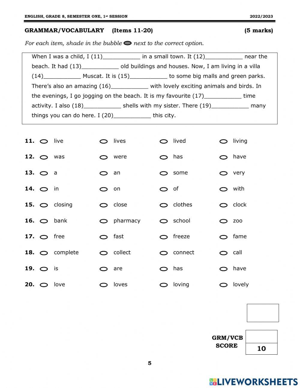 Muscat Grade 8 Exam today