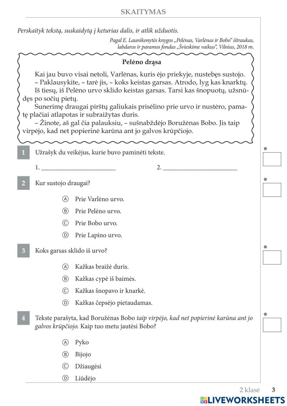 Teksto suvokimas 1kl