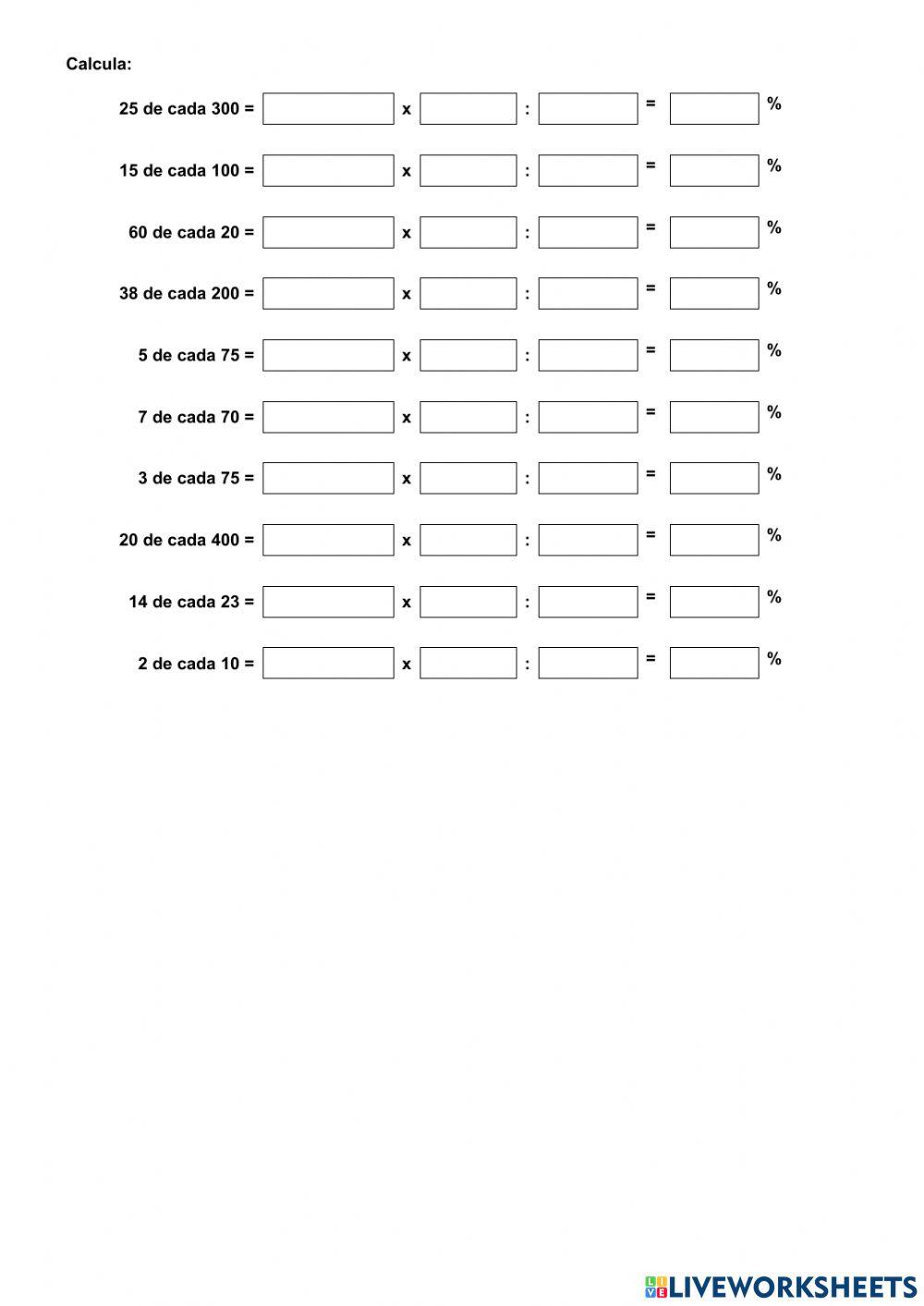 Ficha 12. cálculos con porcentajes