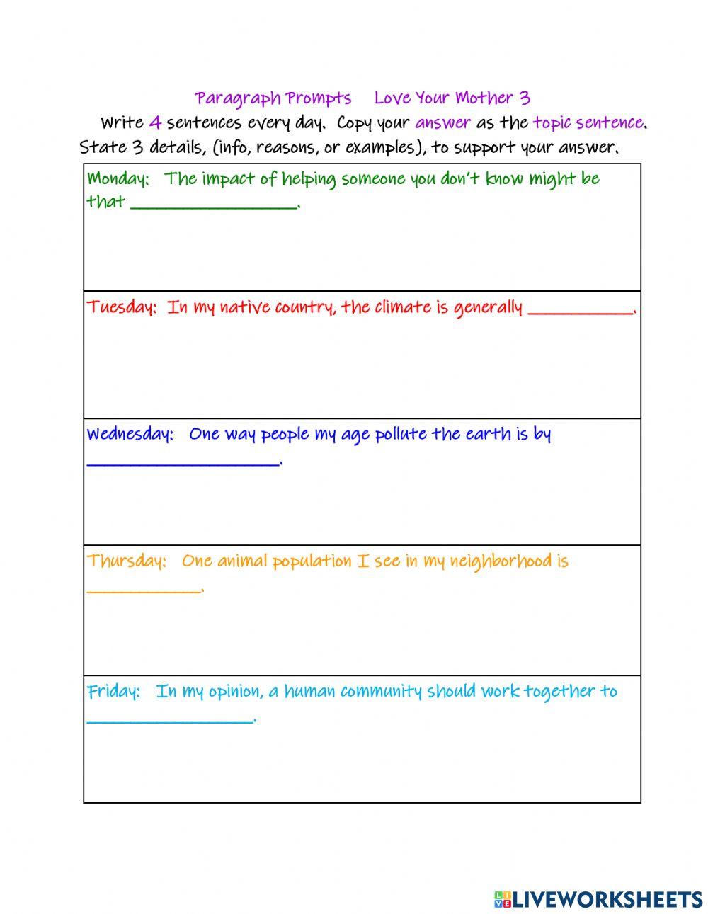 Paragraphs Love the Earth 3