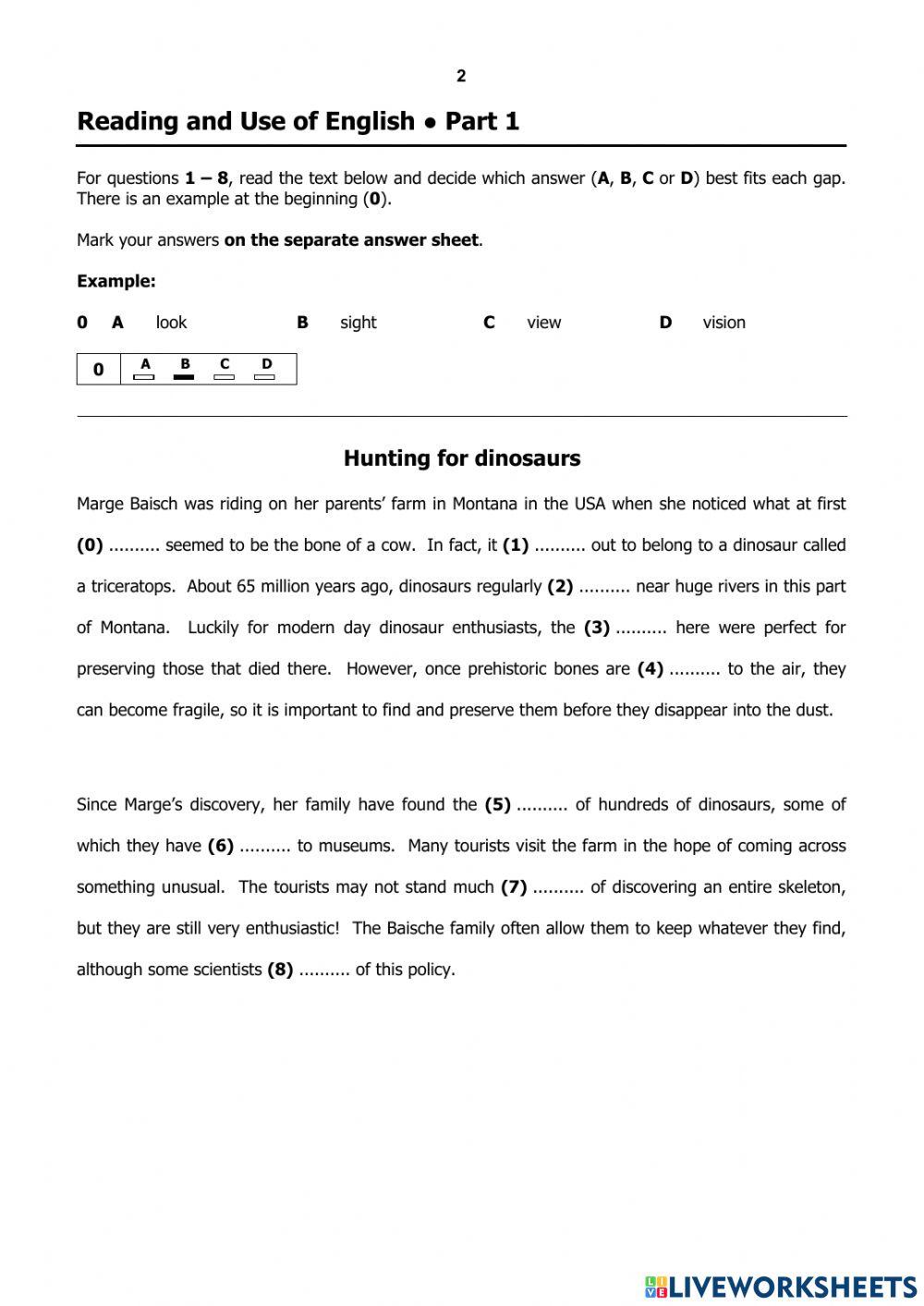 Reading and use of english