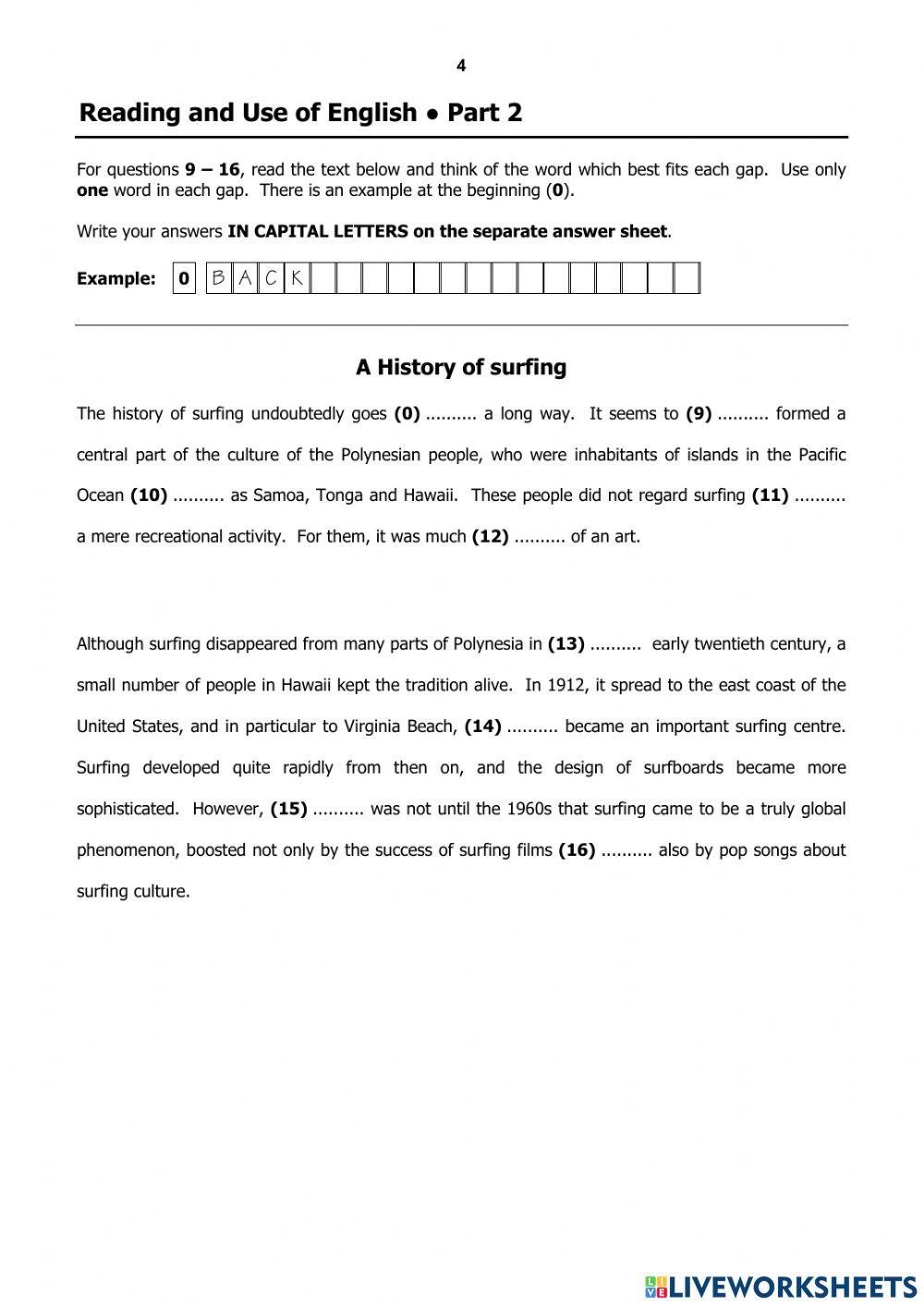 Reading and use of english