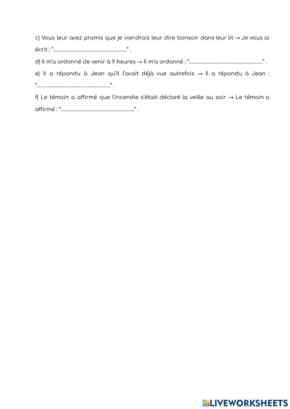 Le discours indirect au passé