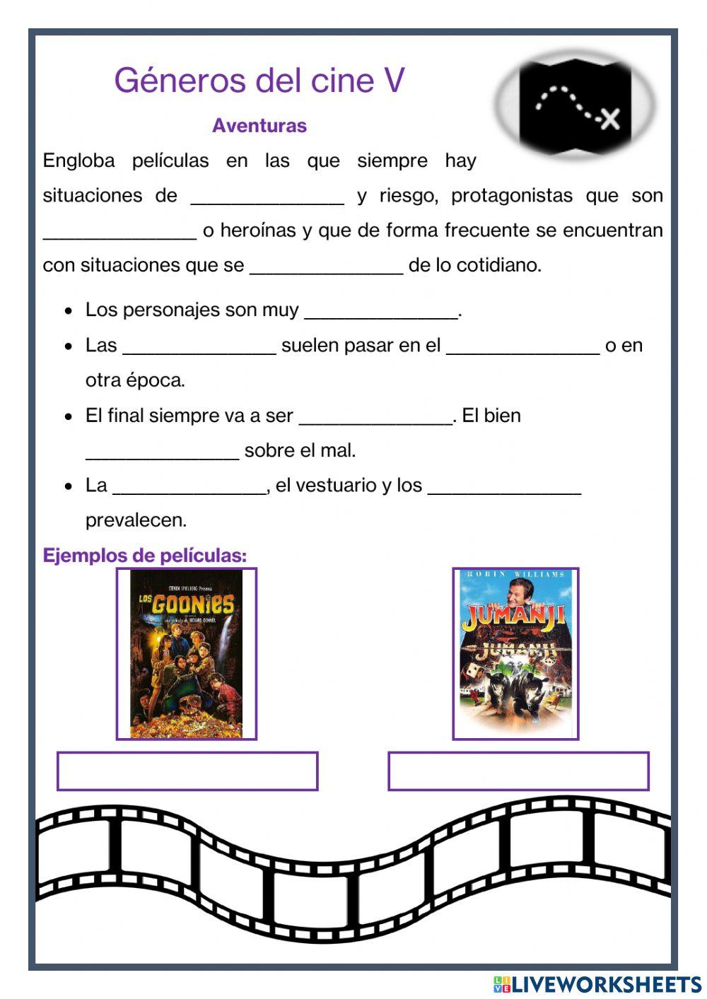 Géneros del cine V Aventura worksheet Live Worksheets