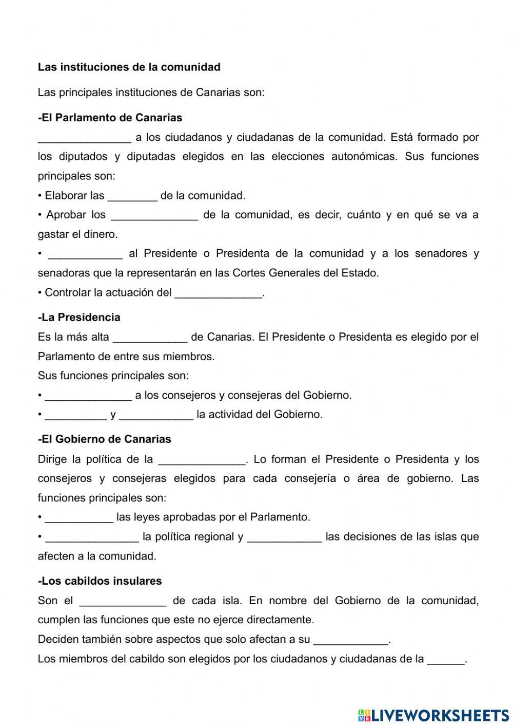 El estatuto y las instituciones de Canarias