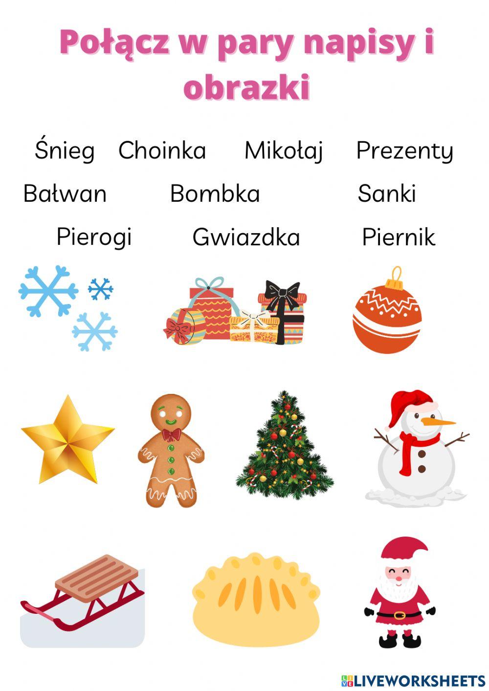 Połącz w pary napisy i obrazki