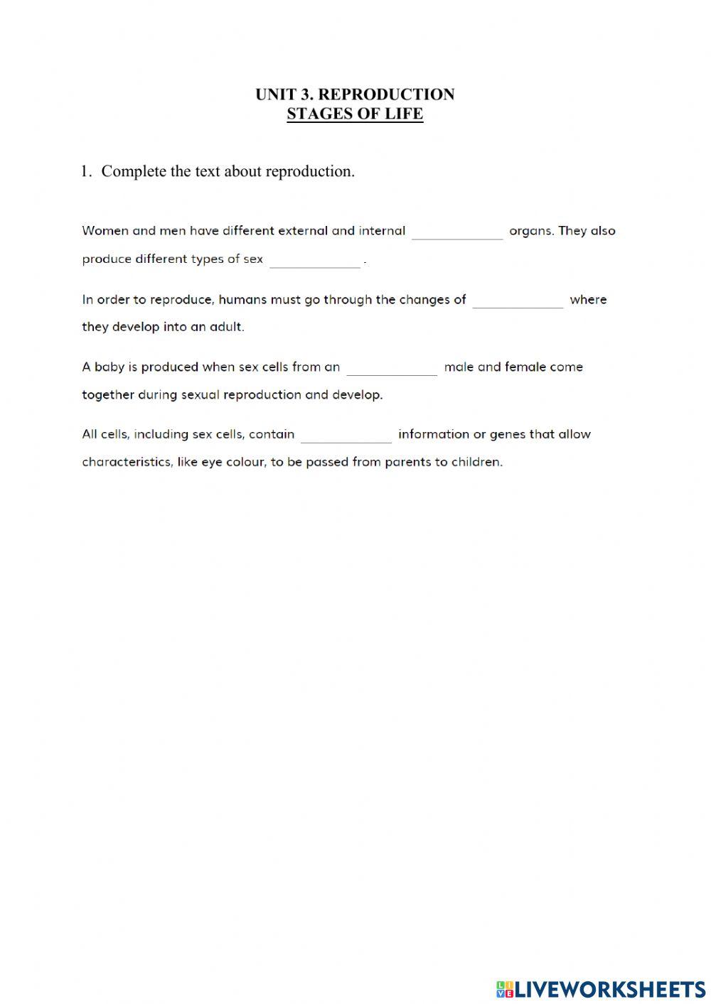 3.1 Reproduction. Stages of Life