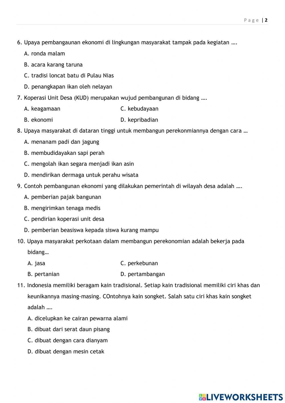 Ulangan Harian Tema 6 Kelas 5