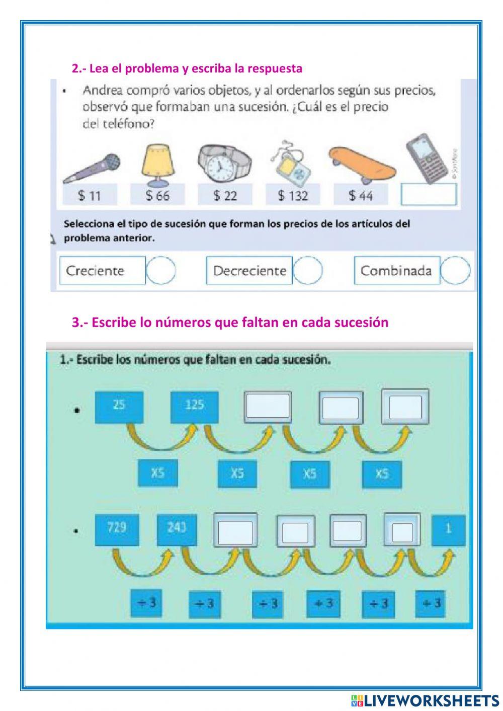 Sucesiones crecientes y  decrecientes