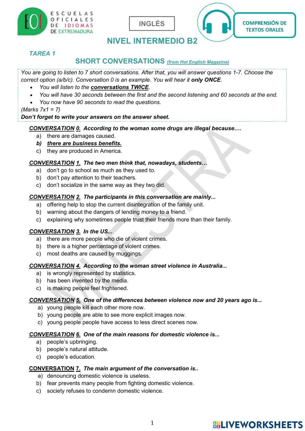 Muestra EOI Inglés B2 Extremadura