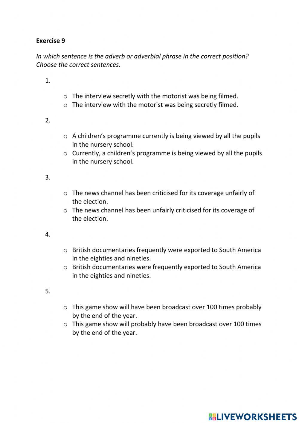 IE3, Unit 7, Grammar and Vocabulary, Exercise 9