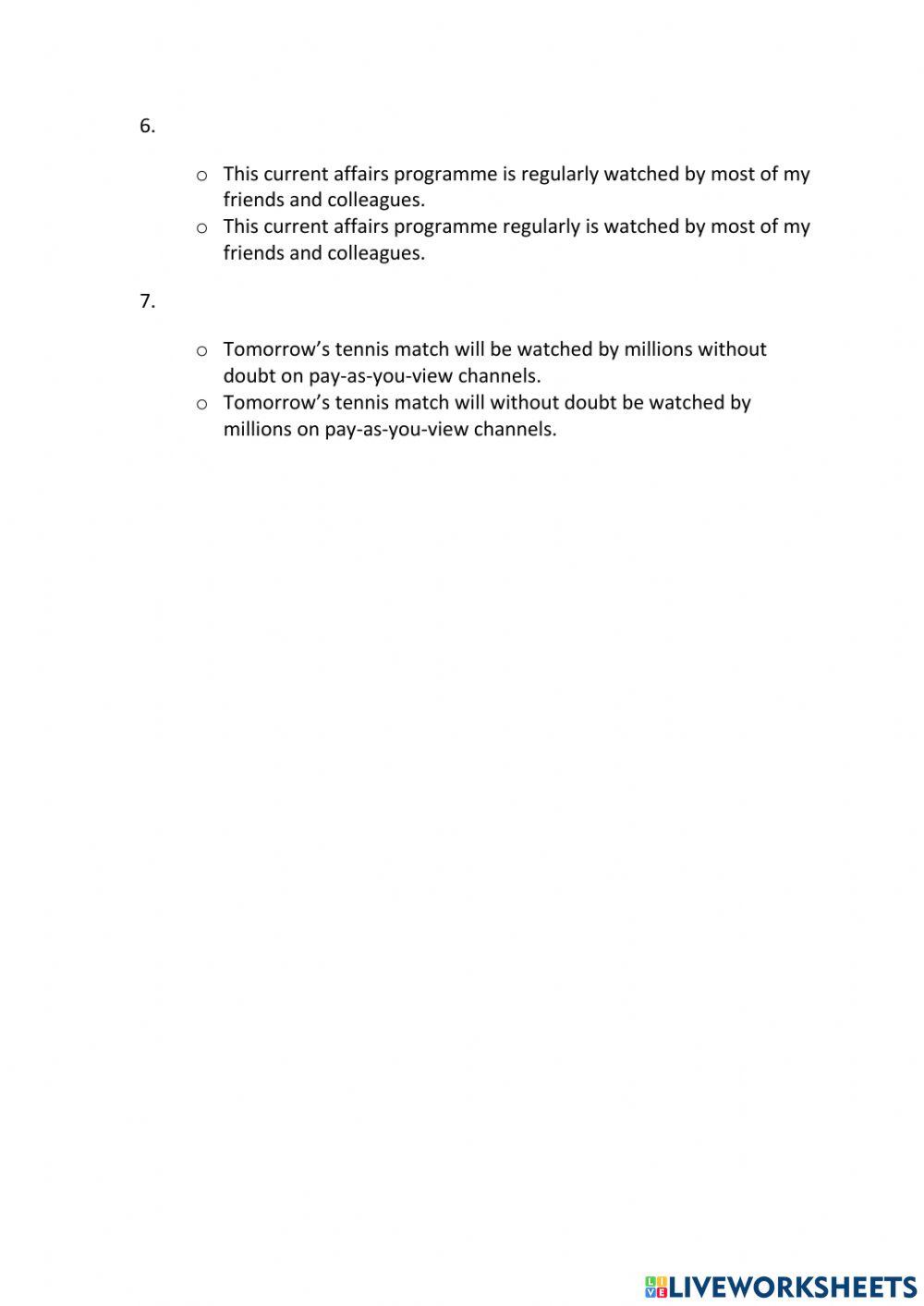 IE3, Unit 7, Grammar and Vocabulary, Exercise 9